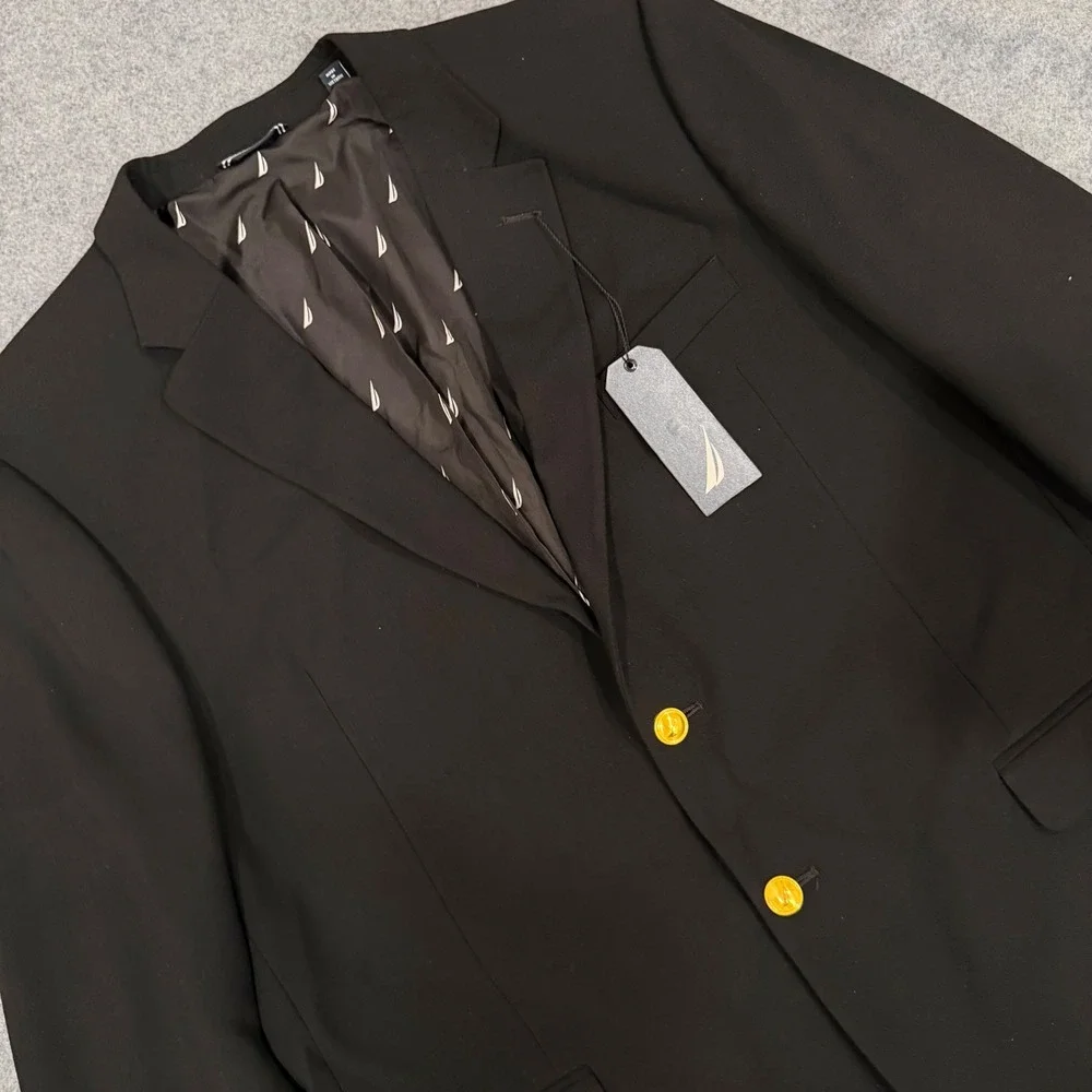 Nautica Branford Mens Black Active Stretch Modern Fit Blazer Jacket 46R NF350